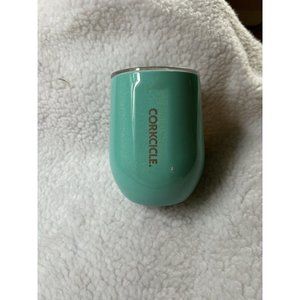 Corkcicle Stemless Wine Tumbler 12oz Turquoise/Tiffany Blue Glitter W Lid